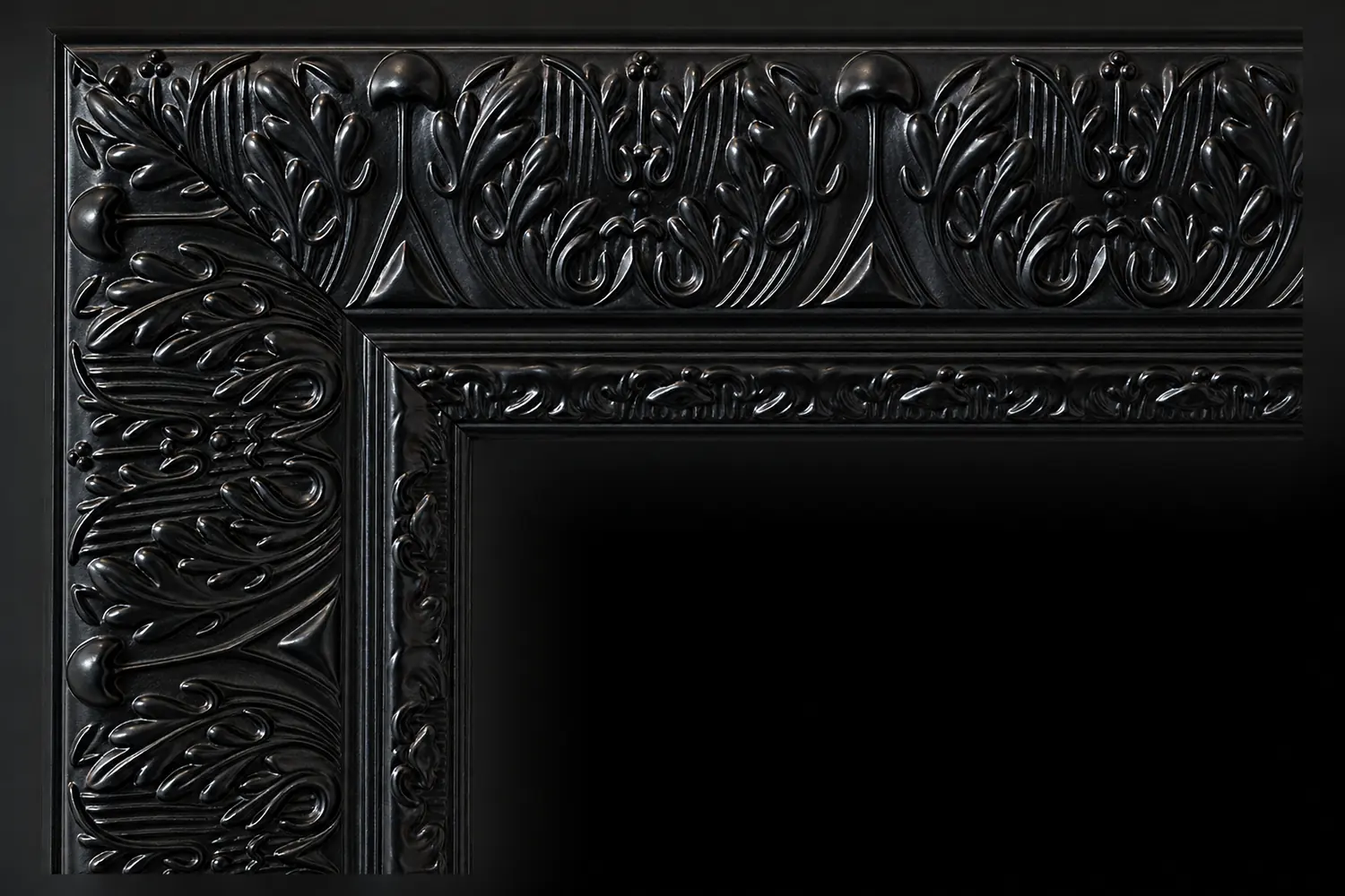 Black handmade frame detail